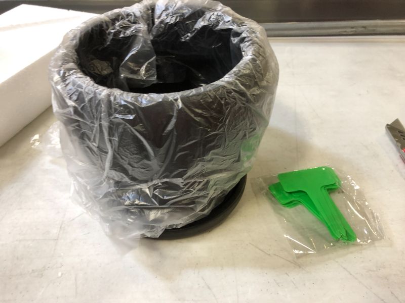 Photo 1 of CEED4U 6.7 Inches Black Cement Plant Pot Round Flower Planter with 15 Packs Plant Labels