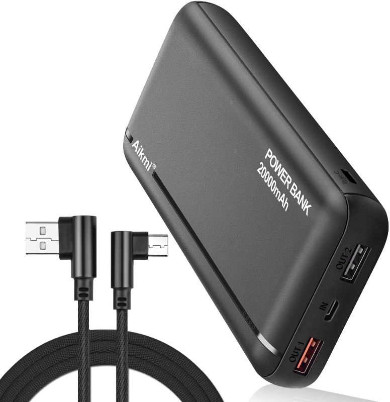Photo 1 of Portable Charger Power Bank 20000mAh - High Capacity External Battery Pack with Dual Input 3 Output Port, 18W PD/Quick Charge 3.0 Power Bank, Compatible with iPhone, Samsung, iPad, and More. (Black)
