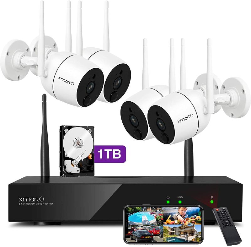 Photo 1 of Home Security Camera System - 8CH Wireless Expandable NVR with 4 1080p WiFi Security Cameras - PIR & Video Dual Motion Detection, Video Clip Alert, 2-Way Audio, 1TB HDD