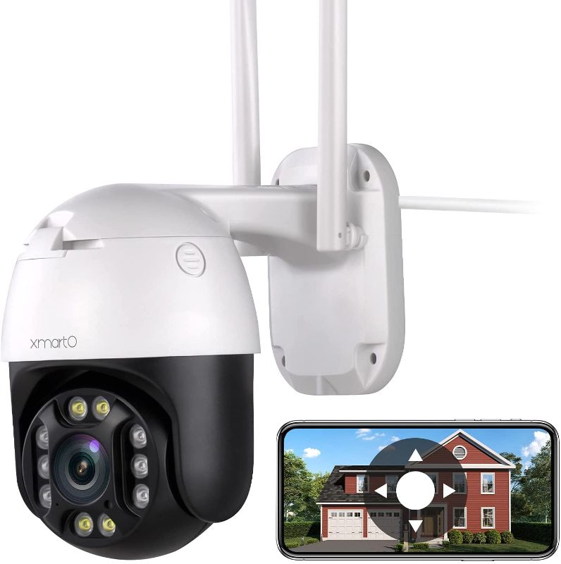 Photo 1 of Auto-Track Rotation Wireless Security Camera WiFi AC Powered, 2-Way Audio, Auto Flood Lights Color Night Vision, Auto Siren, IP66 Weatherproof, SD Card and Cloud Storage