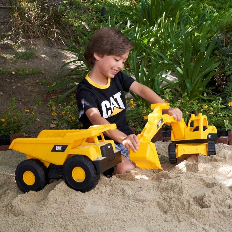 Photo 1 of Cat Construction Tough Rigs 15" Dump Truck & Excavator Toys 2 Pack, Yellow (82366)
