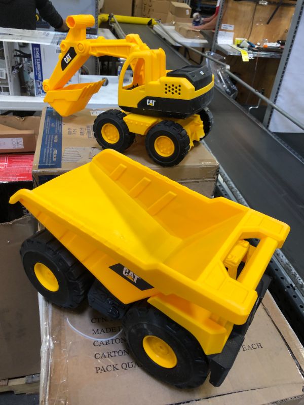 Photo 1 of Cat Construction Tough Rigs 15" Dump Truck & Excavator Toys 2 Pack, Yellow (82366)

