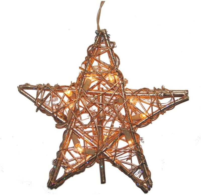 Photo 1 of 10 light gold rattan star tree topper 