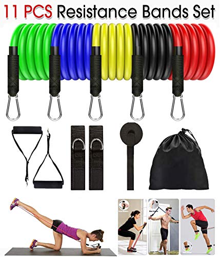 Photo 1 of XIECCX 11 Pack Resistance Bands Set 5 Stackable Exercise Bands Portable Home