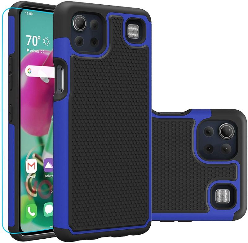 Photo 1 of  LG K92 5G Case,LG K92 Case,with HD Screen Protector,Dual Layer Heavy-Duty Military-Grade Armor Defender Protective Phone Case Cover Compatible with LG K92 5G (Blue and Black Armor) PACK OF 2 SOLD AS IS