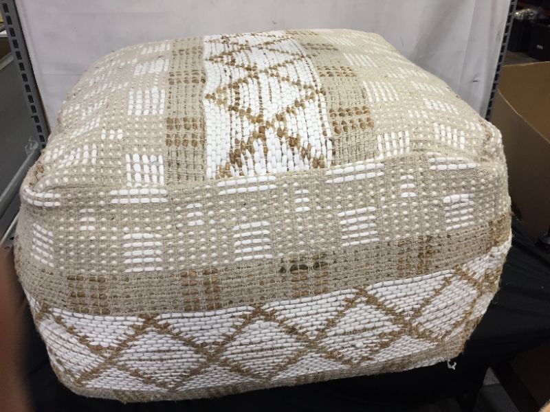 Photo 1 of  Hand Knitted Cotton Pouf Ottoman Footrest 26"x26"x16.5"