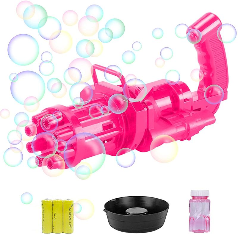 Photo 1 of CFPL-CG Bubble Machine, 8-Hole Huge Amount Automatic Bubble Guns , Advantage Rigging Electric Bubble Gun Toy, New Outdoor Toys for Boys and Girls (Pink)
