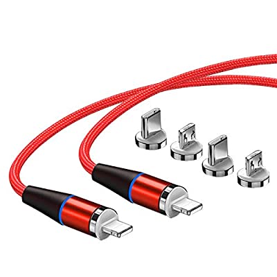 Photo 1 of Magnetic 3-in-1 Data Transmission Supported Fast Charging Cable 2X 3.3ft/1m 6 Dongles Included Compatible with i-Products/Android Devices/Gaming Consoles
