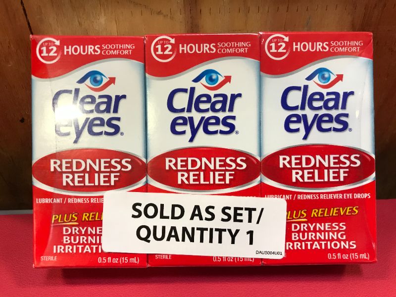 Photo 1 of Clear Eyes Redness Relief Eye Drops, 0.5 FL OZ, 3 Pack