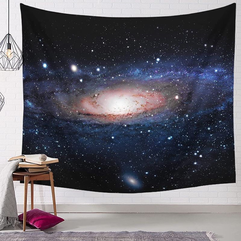 Photo 1 of Space Tapestries for Bedroom Aesthetic with Led Lights Black and white Tapestry Wall Hanging Universe Outer Galaxy Tapestry for Bedroom Home Wall Decor 51"x59"
