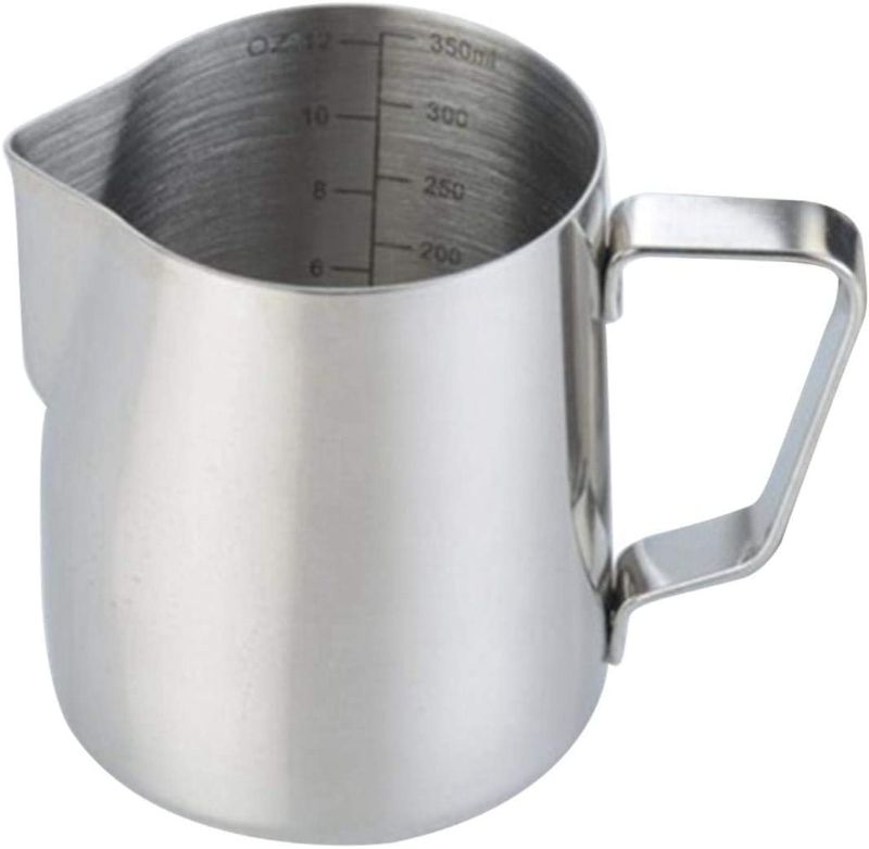 Photo 1 of 350 mL Stainless Steel Milk Frothing Pitcher Steaming Pitchers With Scale, Milk Coffee Cappuccino Latte Art Barista Steam