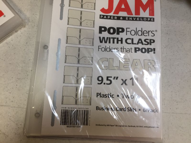 Photo 2 of Jam Paper Plastic Eco Two Pocket Presentation Folder - Clear - 6/Pack