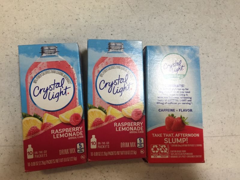 Photo 2 of 3PACK---Crystal Light Raspberry Lemonade Drink Mix (10 On-the-Go Packets)