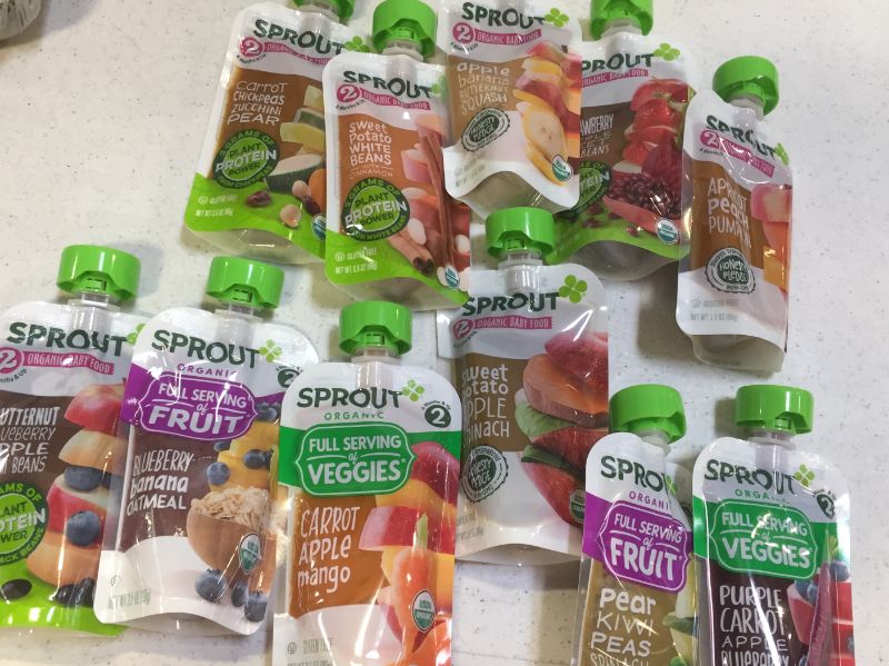 Photo 1 of 11pcs---assorted sprout stage2 organic baby food---exp date  feb2022--nov2022