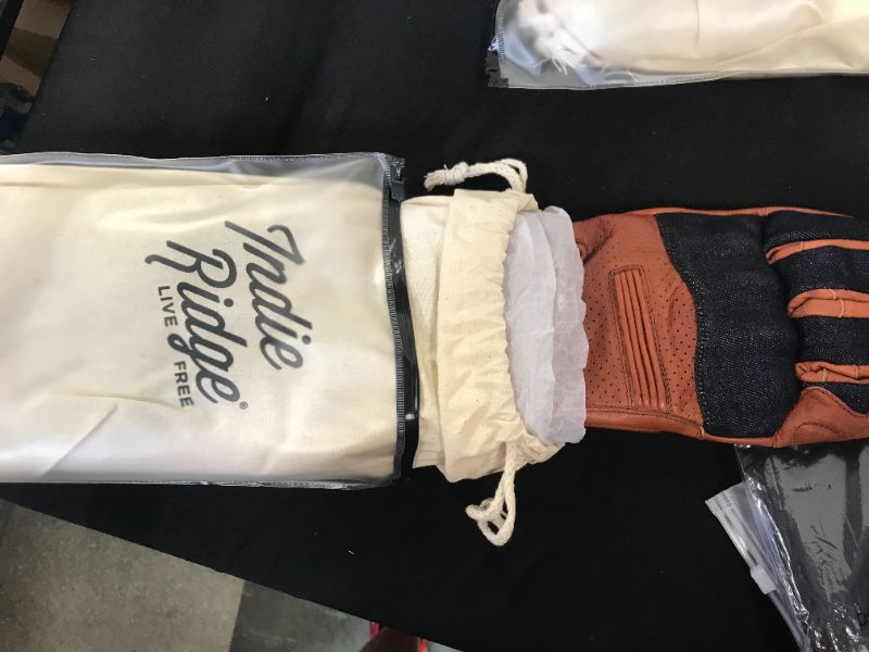 Photo 1 of Denim and Leather Motorcycle Gloves (Camel) With Mobile Touchscreen by Indie Ridge (XX-Large)