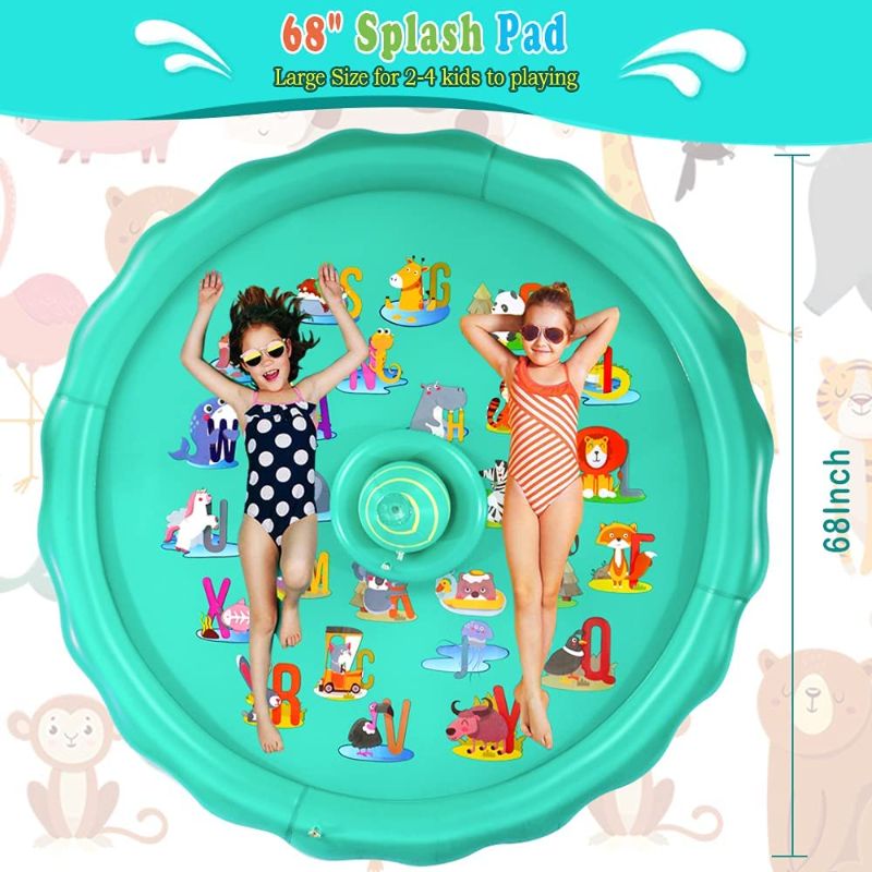 Photo 1 of YASITY 3-in-1 Sprinkler for Kids, 68'' Inflatable Splash Pad with 3 Toss Rings, Summer Outside Toys Water Toys for Kids, Wading Pool for Fun Games Learning and Party for Age 3+ Old Boys Girls
