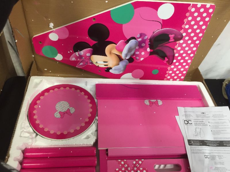 Photo 3 of Delta Children Kids Easel and Play Station – Ideal for Arts & Crafts, Drawing, Homeschooling and More, Disney Minnie Mouse
