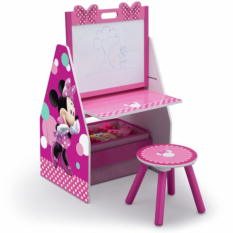 Photo 1 of Delta Children Kids Easel and Play Station – Ideal for Arts & Crafts, Drawing, Homeschooling and More, Disney Minnie Mouse
