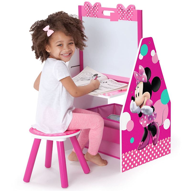 Photo 1 of Delta Children Kids Easel and Play Station – Ideal for Arts & Crafts, Drawing, Homeschooling and More, Disney Minnie Mouse
