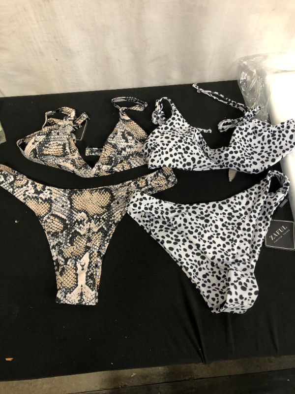 Photo 1 of 2PCK WOMENS SWIM SUITS LARGE BLACK&WHITE / ANIMAL PRINT