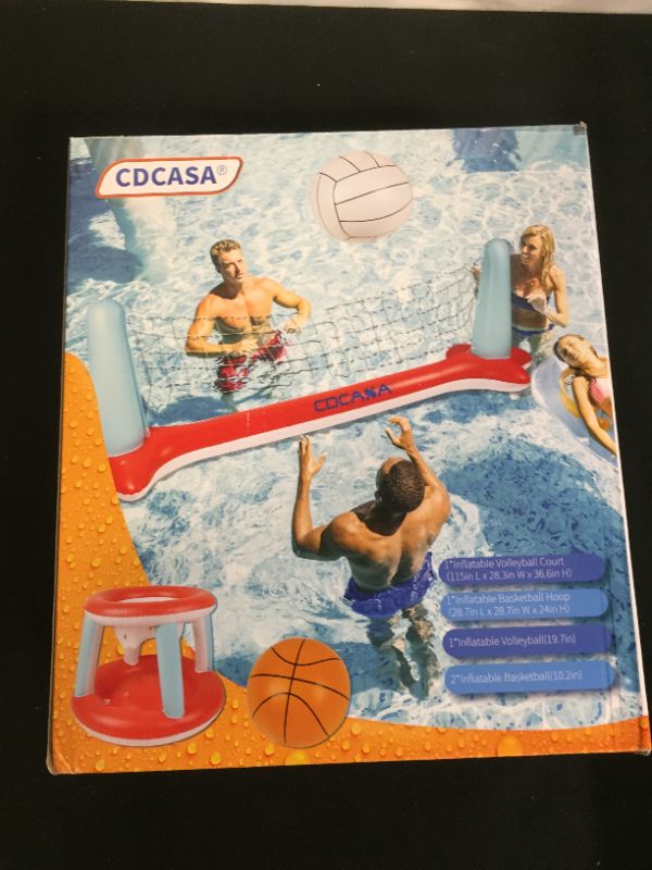 Photo 1 of CDCASE Inflatable Pool Float Set Volleyball Net & Basketball Hoops 