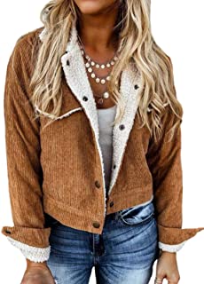 Photo 1 of ROSKIKI Womens Corduroy Jackets Button Down Long Sleeve Casual Coat Outwear
