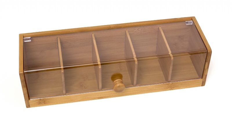 Photo 1 of Bamboo 5-Section Tea Box with Acrylic Cover
