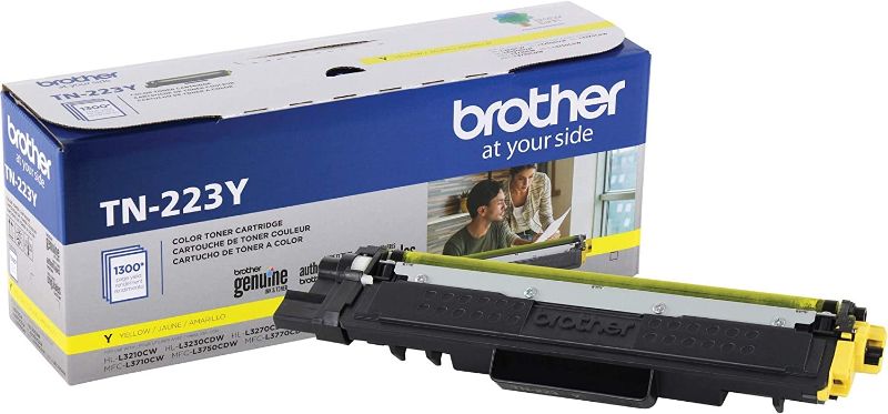 Photo 1 of Brother Genuine TN223Y, Standard Yield Toner Cartridge, Replacement Yellow Toner, Page Yield Up to 1,300 Pages, TN223, Amazon Dash Replenishment Cartridge
