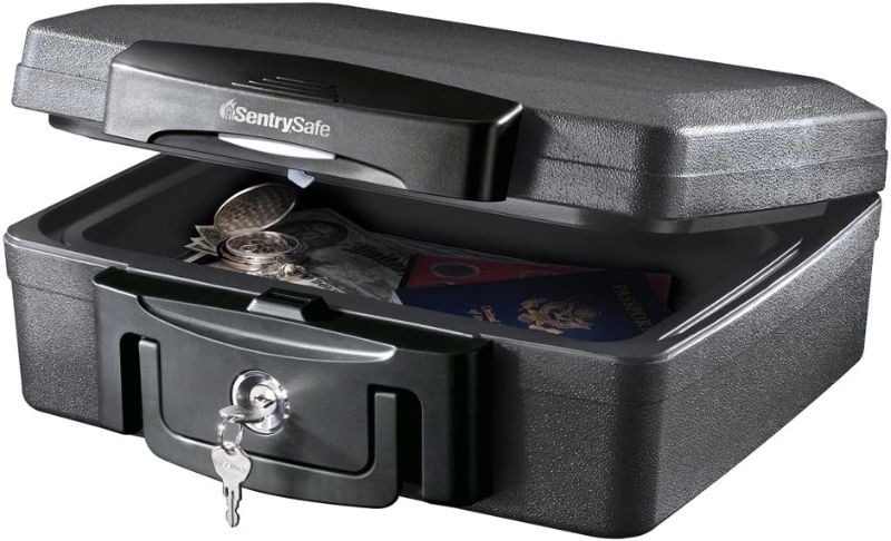 Photo 1 of SentrySafe H0100 Fireproof Waterproof Box with Key Lock, 0.17 Cubic Feet, Black
