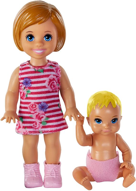 Photo 1 of Barbie Skipper Babysitters Inc. Dolls, Sibling Dolls Includes Small Auburn-Haired Toddler Doll & Blonde Baby Doll Figure in Diaper, for 3 to 7 Year Olds?? 2 pack
