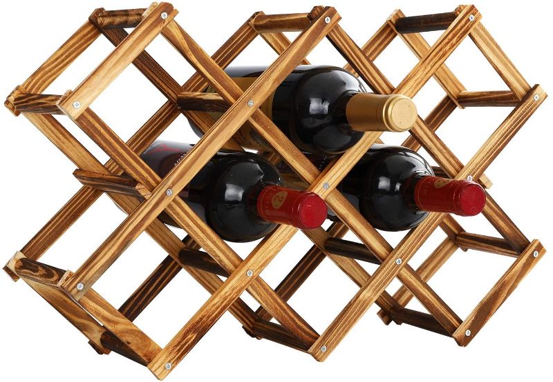 Photo 1 of  GADIEDIE 10 Bottles Capacity Foldable Free Standing Wooden Wine Rack Countertop Wine Rack