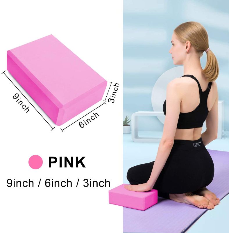 Photo 1 of Yoga Block High Density EVA Foam Brick Supportive Latex-Free Soft Non-Slip Surface for Exercise, Yoga, Pilates, Meditation, Aid Balance(Pink)
