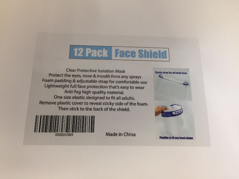 Photo 1 of 12 PACK FACE SHIELD 