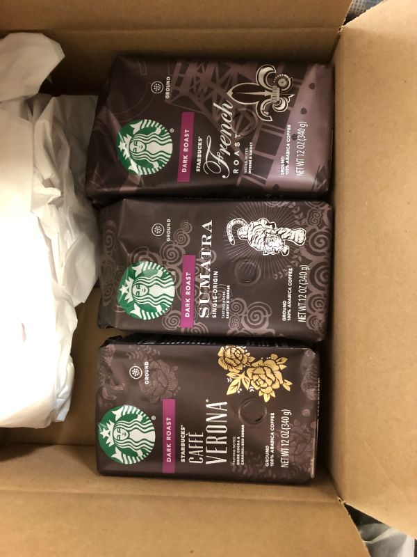 Photo 1 of 3 pack of Starbucks Caffe Verona Coffee, Dark, Ground, 12-Ounce Bags