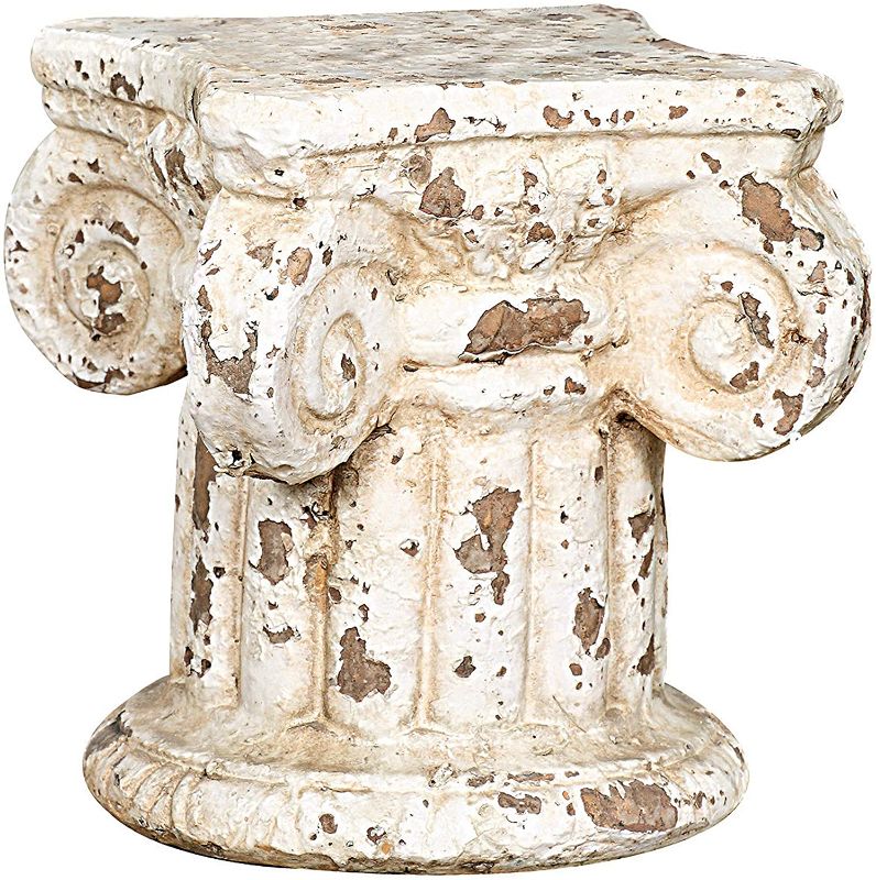 Photo 1 of Creative Co-op Distressed Terracotta Column Pedestal, 7 in. H x 6.25 in. W x 6.25 in. D, Cream
**ONE SIDE IS CHIPPED**