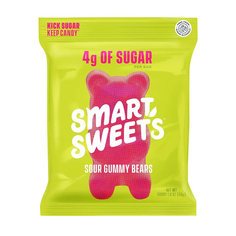 Photo 1 of 12 COUNT - SmartSweets Gummy Bears Sour 1.8 Ounce, Candy With Low-Sugar (3g) & Low Calorie (90)- Free of Sugar Alcohols & No Artificial Sweeteners, Sweetened With Stevia exp 10.09.2021