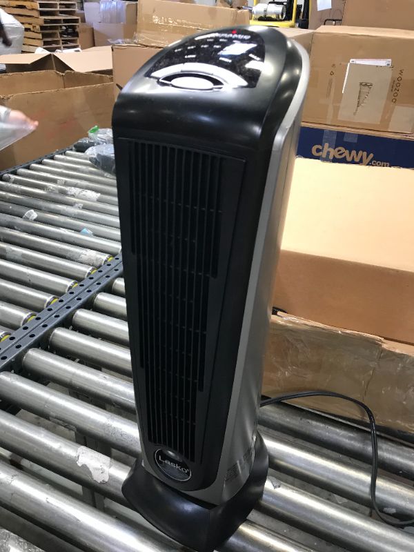 Photo 2 of Lasko 755320 Ceramic Space Tower Heater, 8.5?L x 7.25?W x 23?H, Silver
