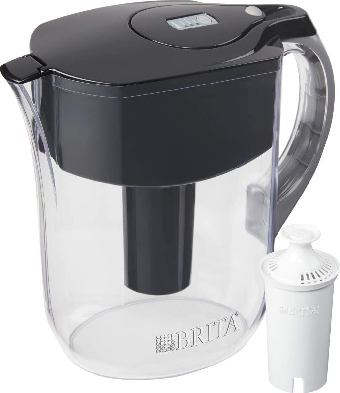 Photo 1 of Brita Water Pitcher with 1 Filter, Large 10 Cup, Black
