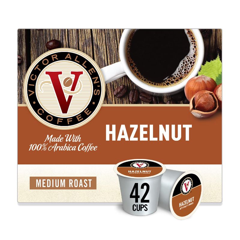 Photo 1 of Hazelnut for K-Cup Keurig 2.0 Brewers, 42 Count, Victor Allen’s Coffee Medium Roast Single Serve Coffee Pods EXPIRES 06 MAY 2023
