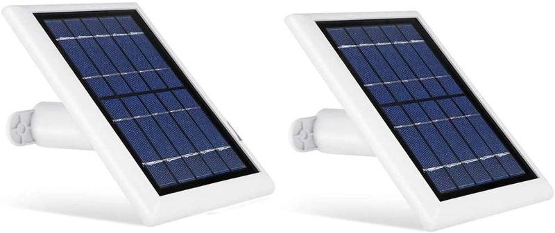 Photo 1 of 2W 6V Solar Panel with 13.1ft/4m Cable Compatible with Arlo Ultra/Ultra 2, Arlo Pro 3/Pro 4, & Arlo Floodlight ONLY (2-Pack, White)