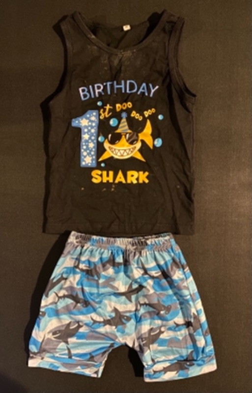 Photo 1 of First Birthday Baby Shark Outfit (90)