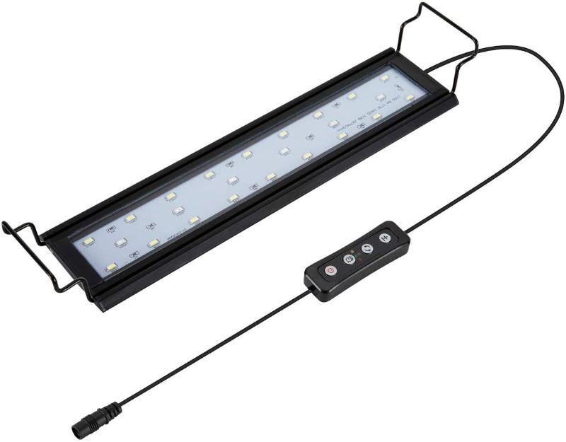 Photo 1 of Hygger 9W Full Spectrum Aquarium Light with Aluminum Alloy Shell Extendable Brackets, White Blue Red LEDs, External Controller, for Freshwater Fish Tank (12-18 inch)