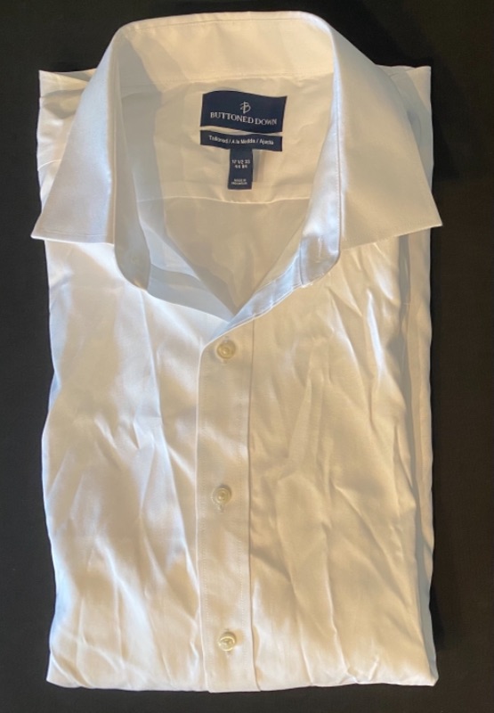 Photo 1 of Buttoned Down Men's Tailored Dress Shirt (White) - 17.5 Neck - 33" Sleeve