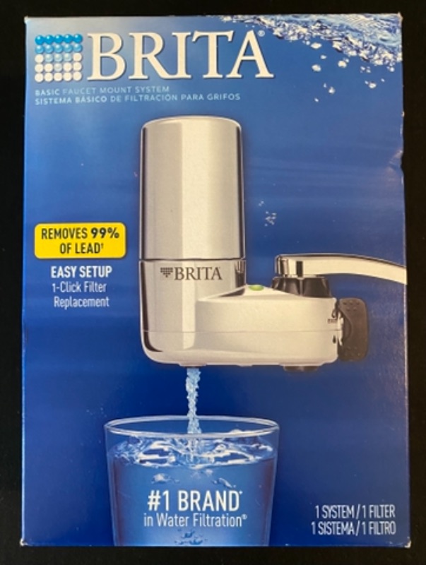 Photo 1 of Brita Tap Water Filter System, Water Faucet Filtration System with Filter Change Reminder, Reduces Lead, BPA Free, Fits Standard Faucets Only - Basic, Chrome