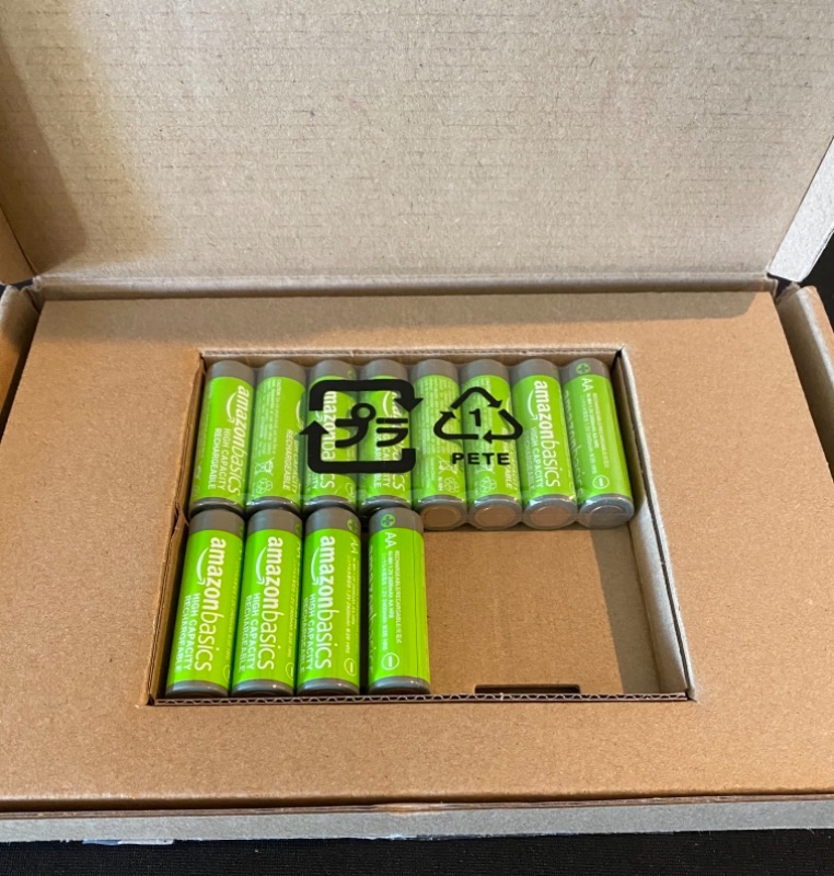 Photo 1 of Amazon Basics 16-Pack AA Rechargeable Batteries, High-Capacity 2,400 mAh Battery, Pre-Charged, Recharge up to 400x