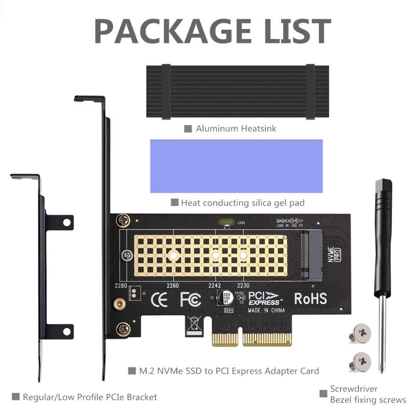 Photo 1 of M.2 NVME to PCIe 3.0 x4 Adapter with Aluminum Heatsink Solution