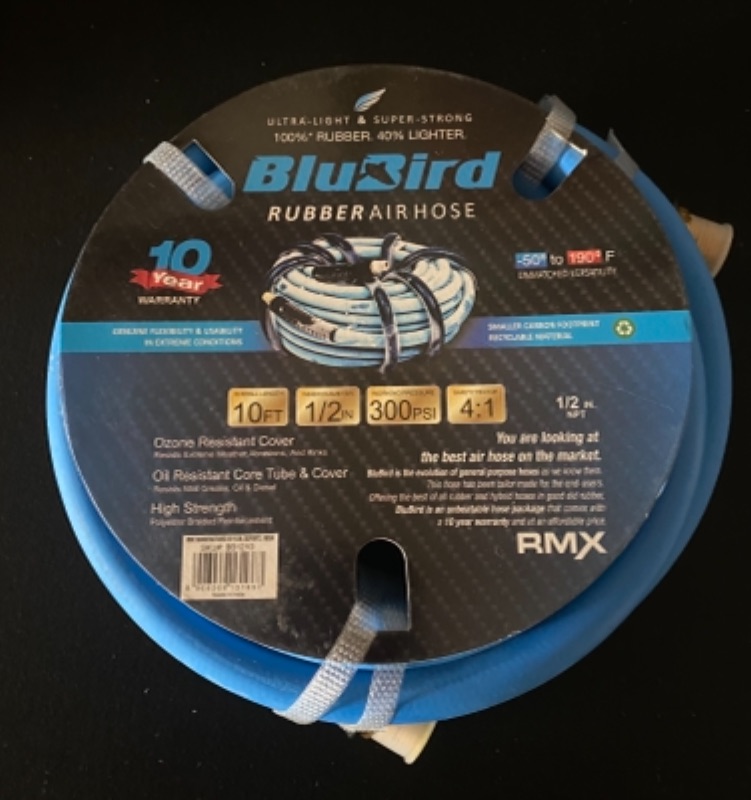 Photo 1 of BLUBIRD The Lightest and Strongest Rubber Air Hose 300PSI-1/2"x10ft.