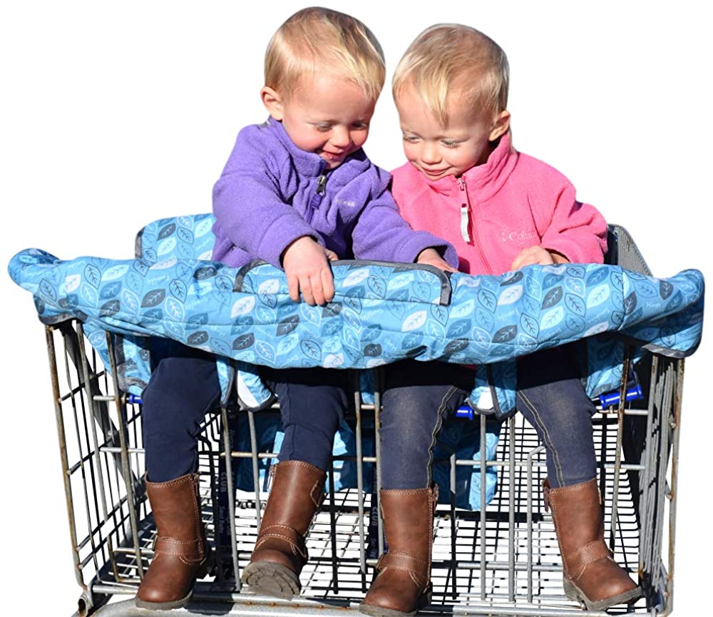 Photo 1 of Twin Shopping cart Cover adapts Easily for 1 Child or 2. A Great cart Cover for Babies or Toddlers. Our Baby Shopping cart seat Covers are Machine Washable. Has Attached Bag and Clear Phone Pocket.