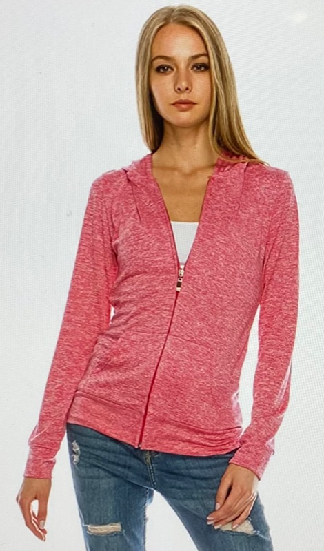 Photo 1 of EEVEE Women’s Full Zip Hoodie - Slim Fit Thin Lightweight Jacket Long Sleeve Sweater Active Yoga Running Hooded Sweatshirt (XL - Act Fushsia Asj 4001)