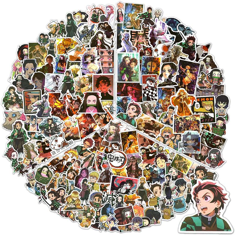 Photo 1 of 150pcs Demon Slayer Stickers Demon Slayer Sticker Pack,Anime Cartoon Stickers for Cute Water Bottle Laptop Travel Case Car Skateboard Motorcycle Bicycle Luggage Guitar Bike